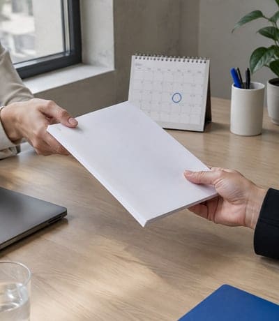 El informe en papel pasa de una mano a otra
